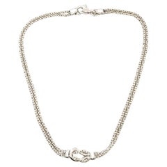 Tiffany & Co Sterlingsilber-Halskette mit doppeltem Seil und Love Knoten