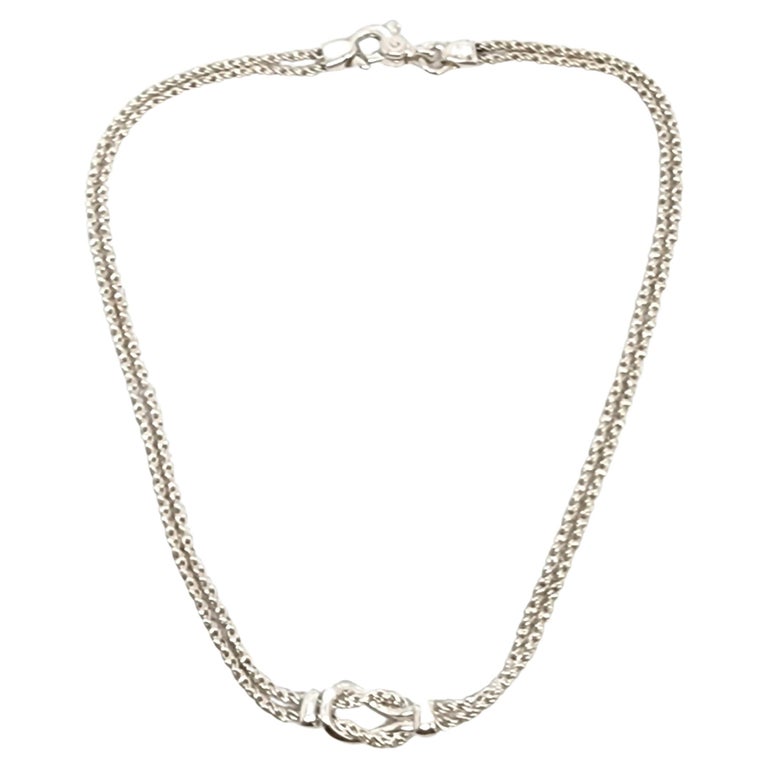 Tiffany and Co. Sterling Silver Double Rope Love Knot Necklace For Sale