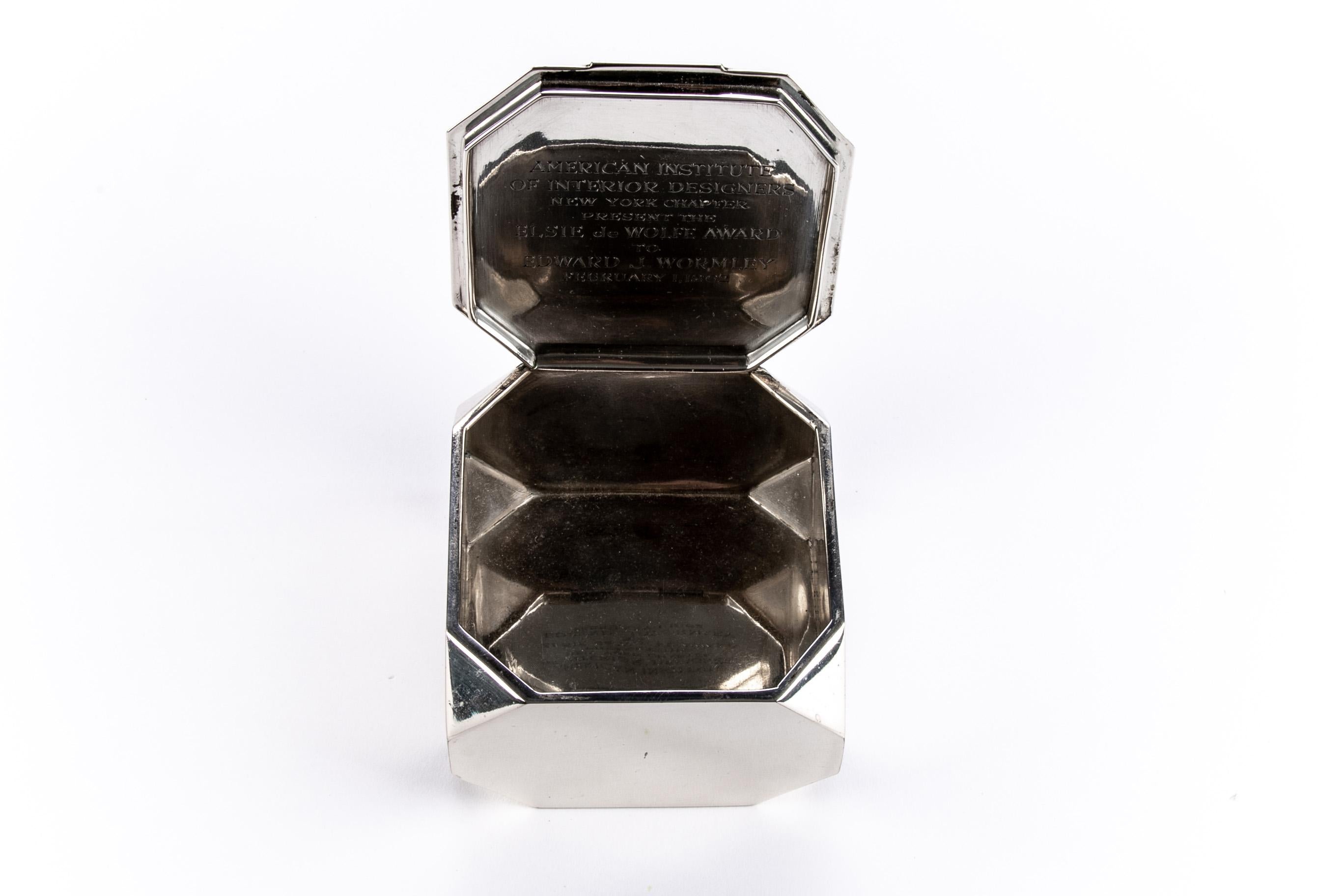 Mid-Century Modern Tiffany & Co. Sterling Silver Edward J. Wormley Presentation Award Box