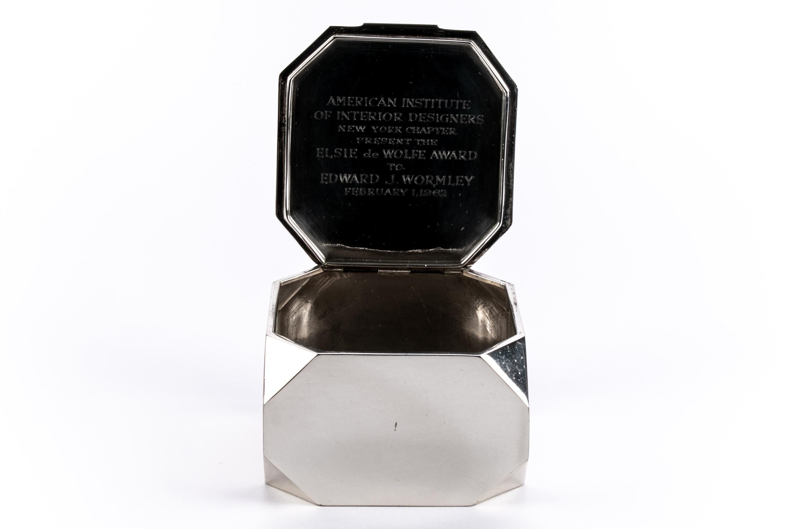 American Tiffany & Co. Sterling Silver Edward J. Wormley Presentation Award Box