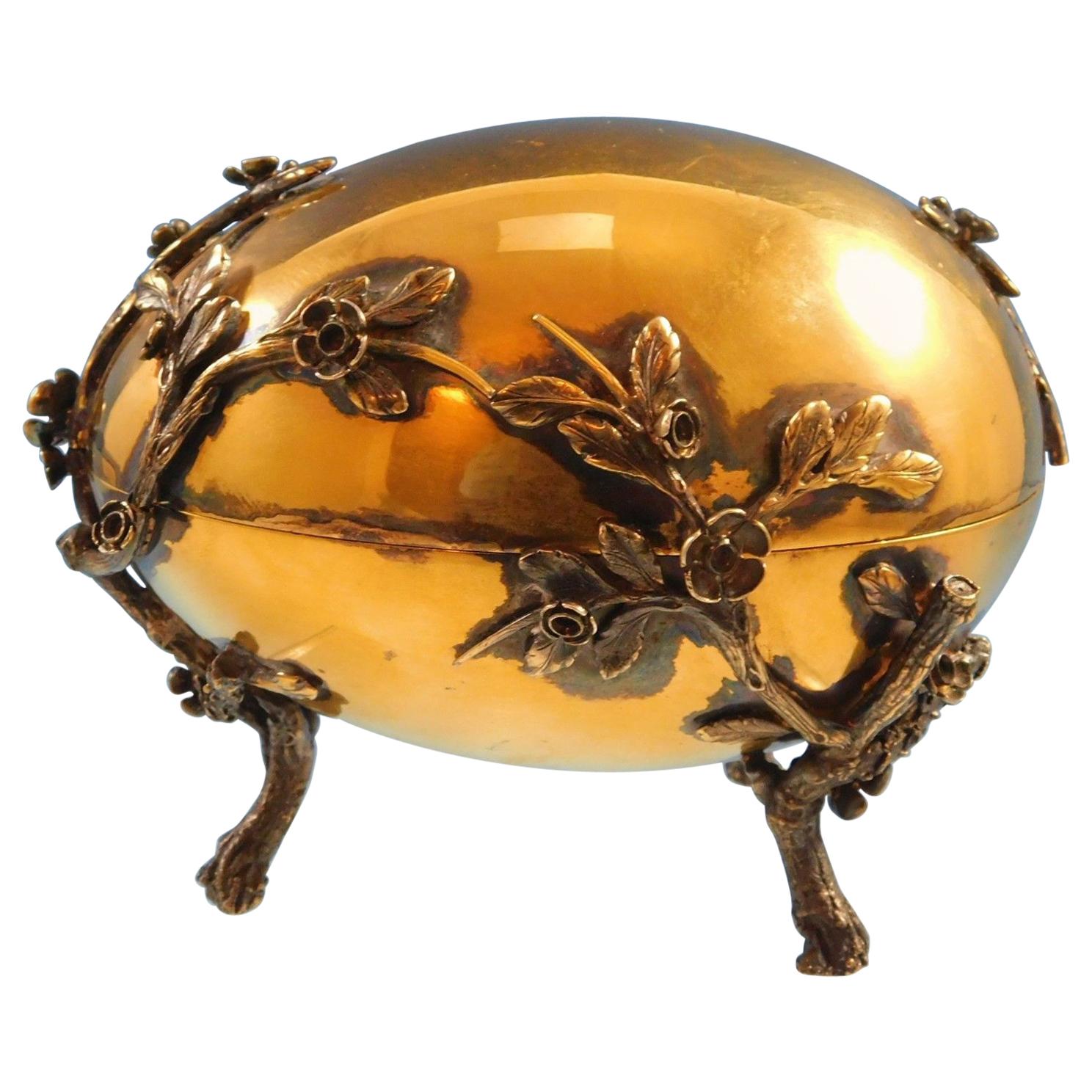 Tiffany 
Co. Sterling Silver Egg Vermeil with Applied Cherry Blossoms