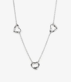 Tiffany & Co. Sterling Silver Elsa Peretti 3 Open Heart Necklace