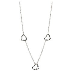 Tiffany & Co. Sterling Silver Elsa Peretti 3 Open Heart Necklace