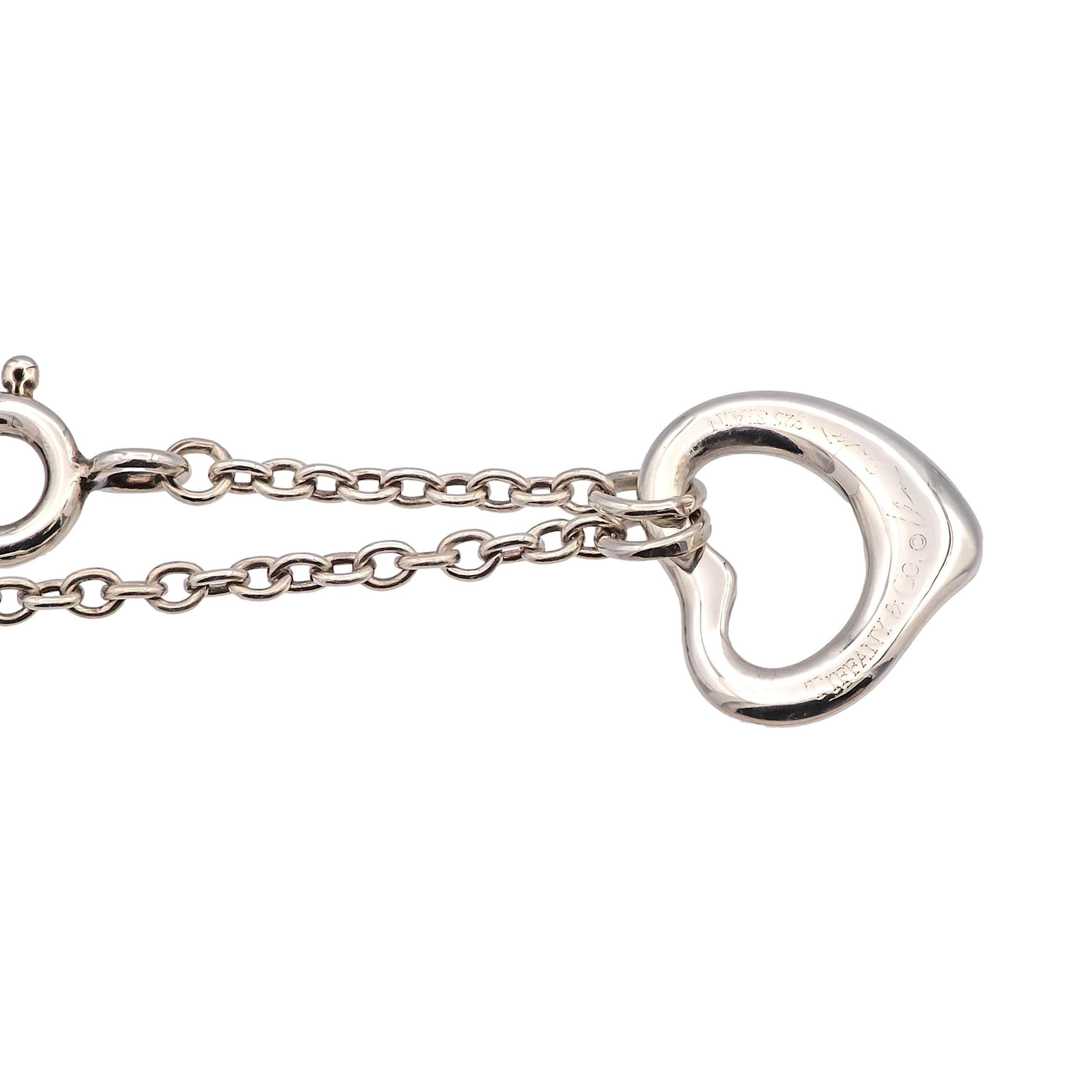 Tiffany & Co. Sterling Silver Elsa Peretti 5-Open Heart Bracelet 7.5” 8
