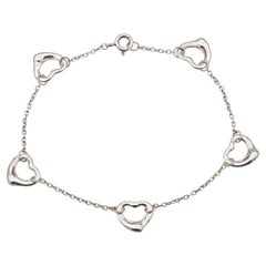 Tiffany & Co. Sterling Silver Elsa Peretti 5-Open Heart Bracelet 7.5”