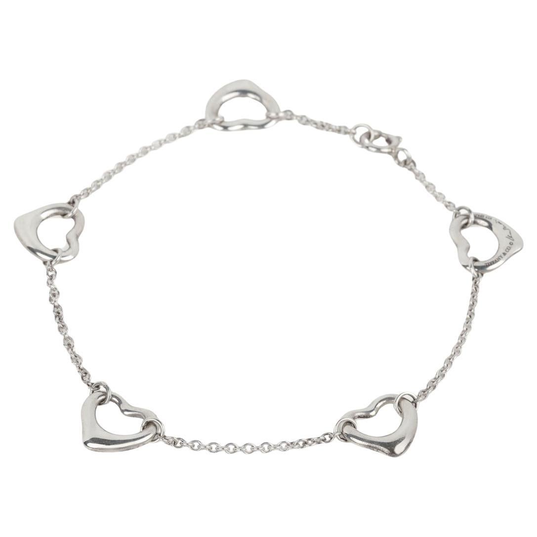 Tiffany 
Co. Sterling Silver Elsa Peretti 5 Open Heart Bracelet