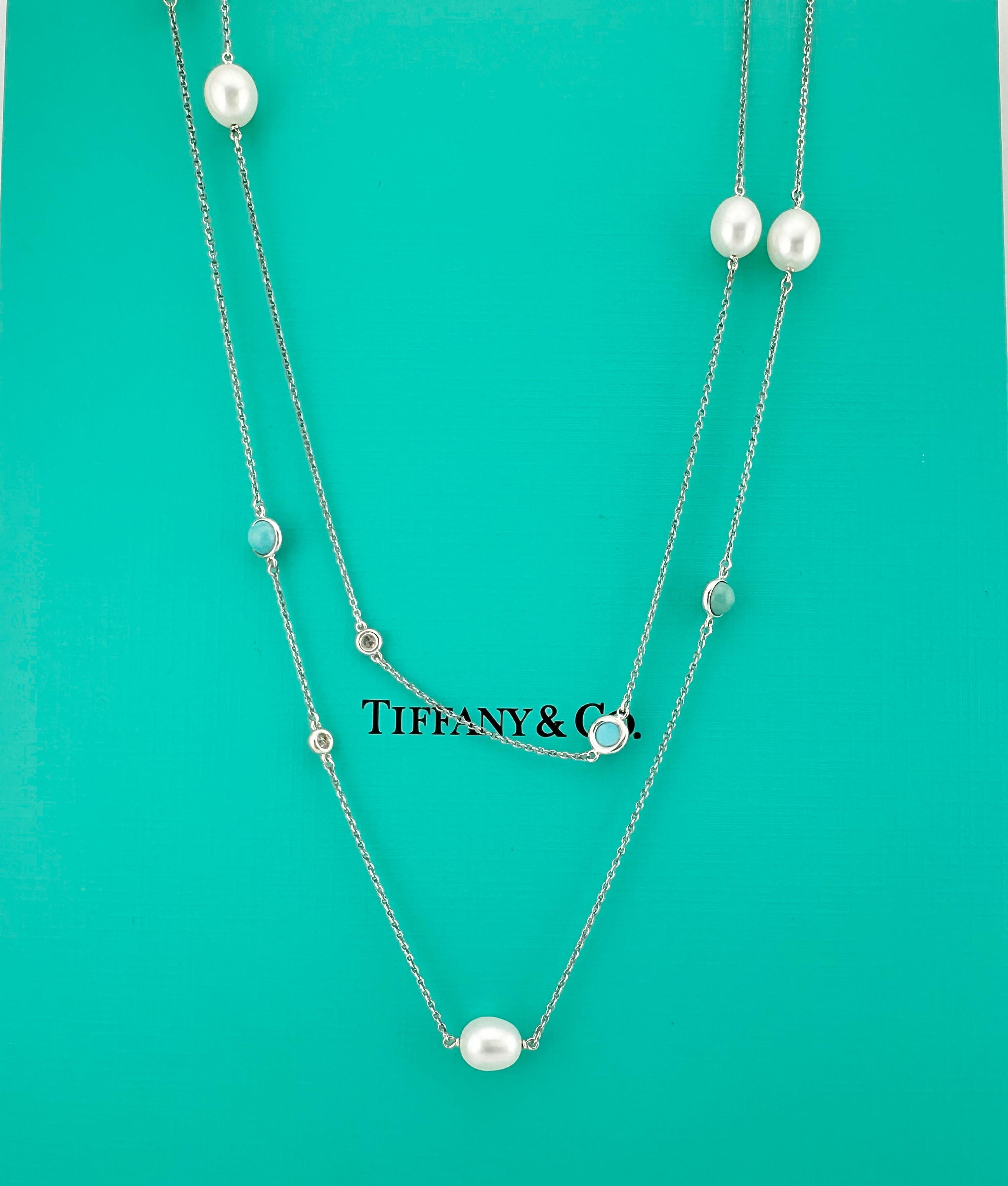 Tiffany & Co Sterling Silver Elsa Peretti Color by the Yard Sprinkle Necklace In Excellent Condition For Sale In San Diego, CA