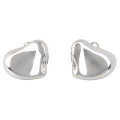 Tiffany & Co. Sterling Silver Elsa Peretti Full Heart Stud Earrings
