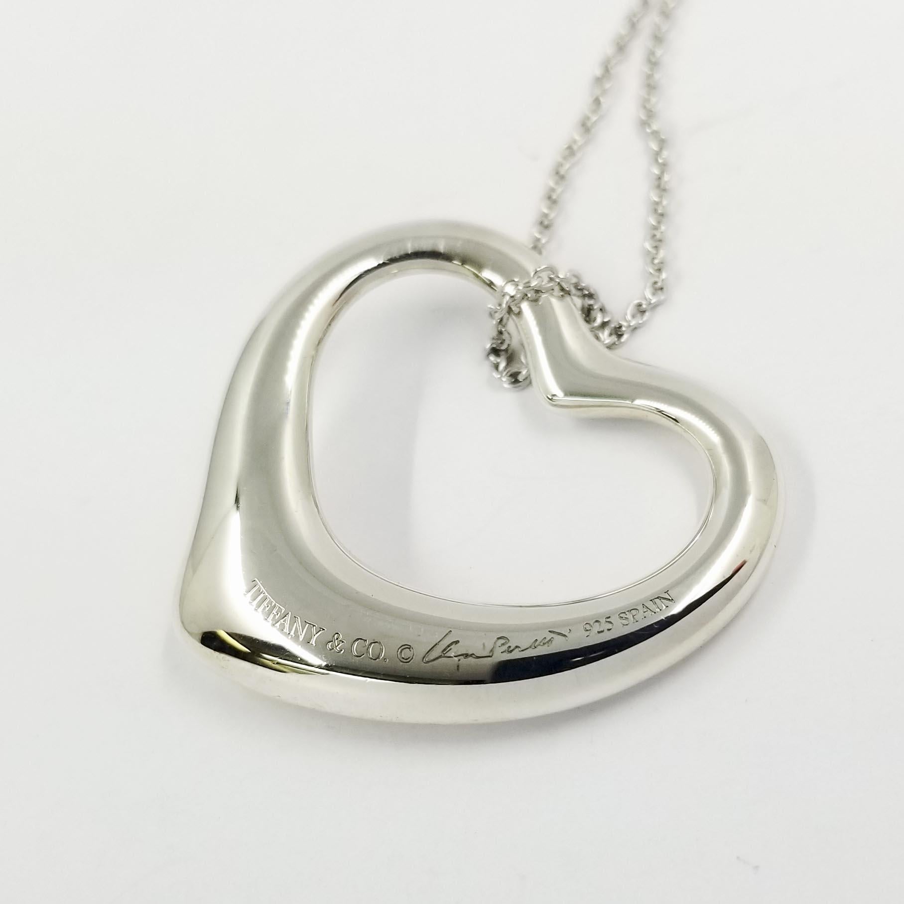Women's Tiffany & Co. Sterling Silver Elsa Peretti Heart Pendant on Rolo Chain