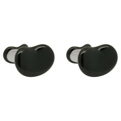 Tiffany & Co. Sterling Silver Elsa Peretti Jade Bean Cufflinks