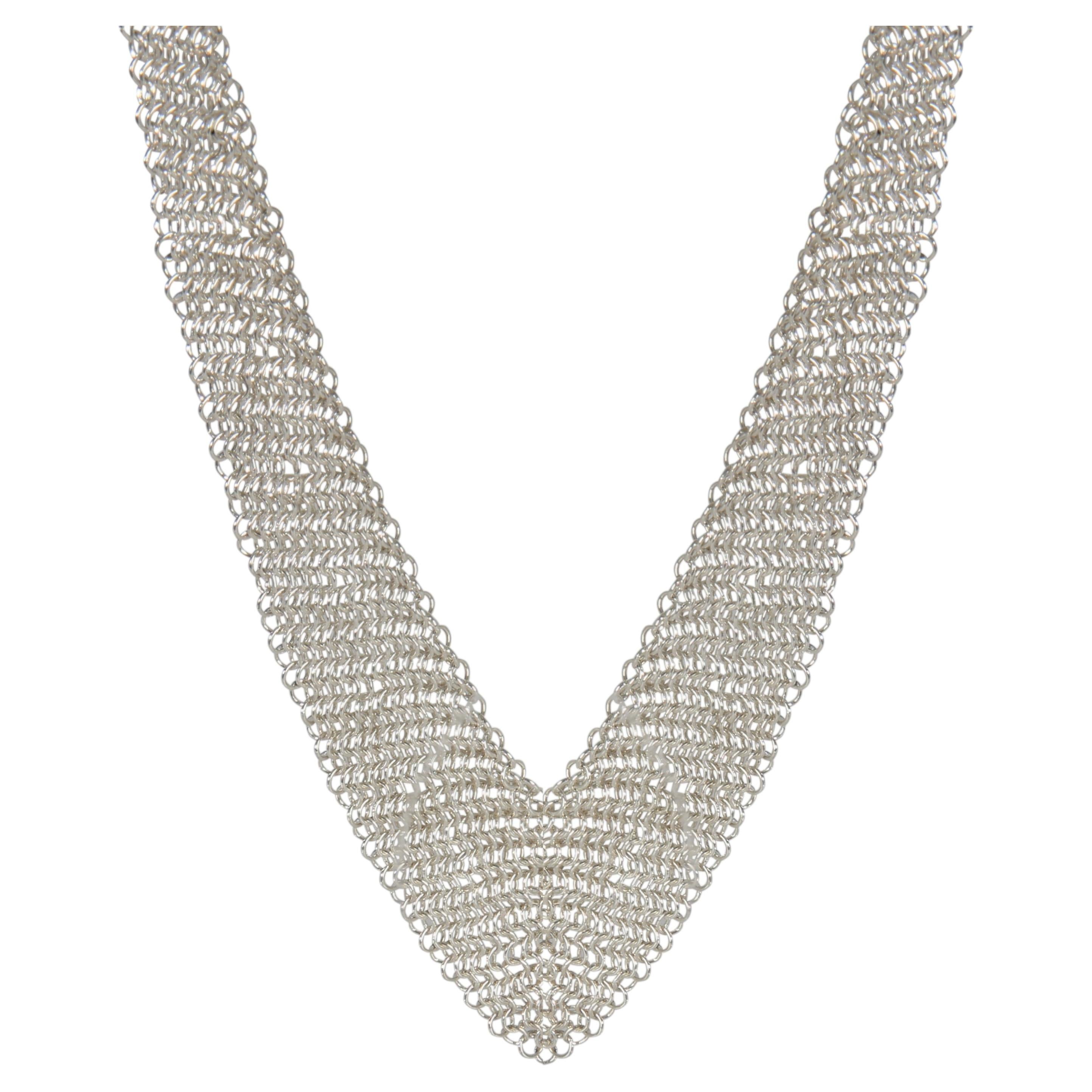 Tiffany & Co. Plata de ley  Collar con pliegues de malla de Elsa Peretti