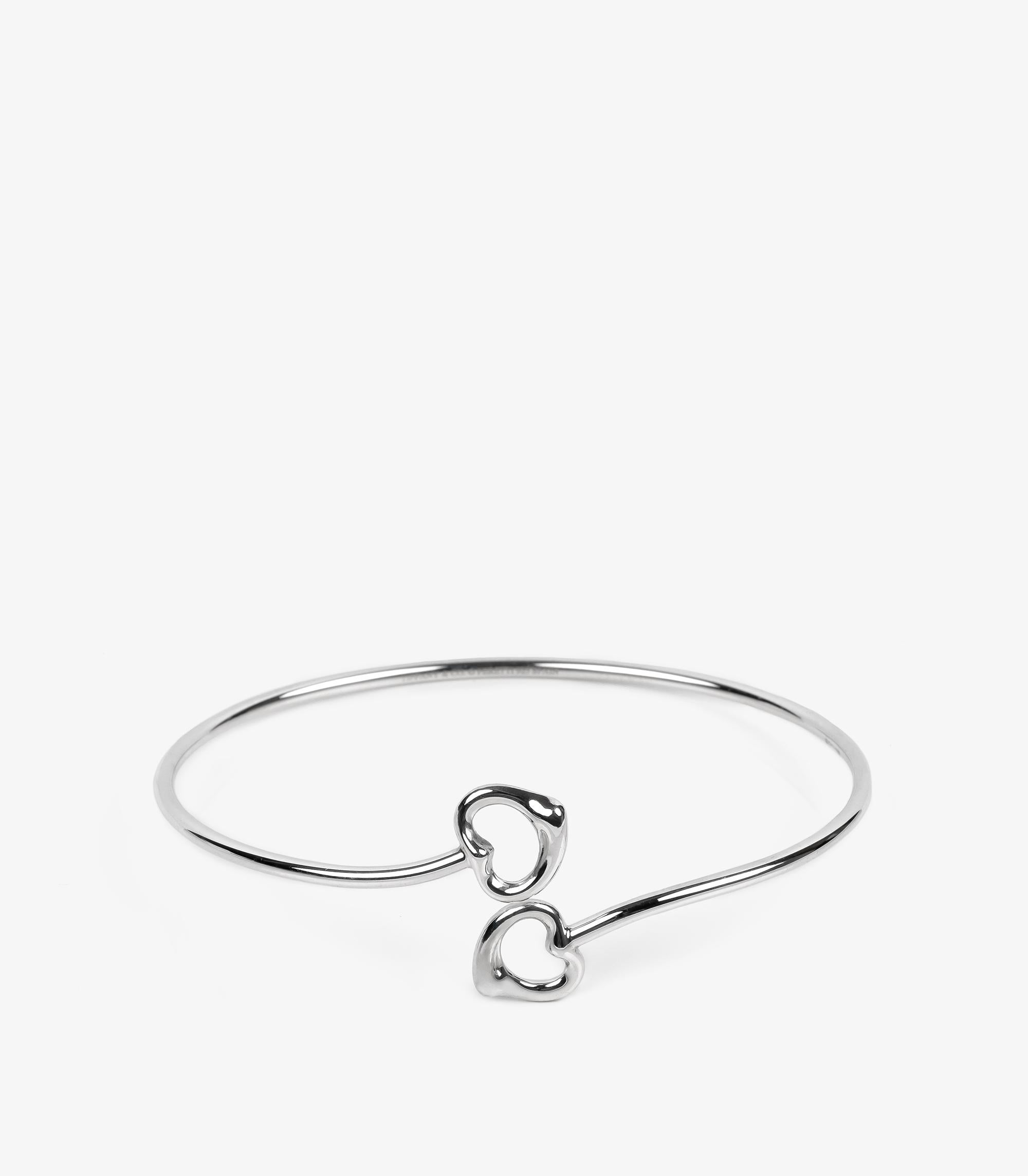 Women's or Men's Tiffany & Co. Sterling Silver Elsa Peretti Open Heart Bangle For Sale