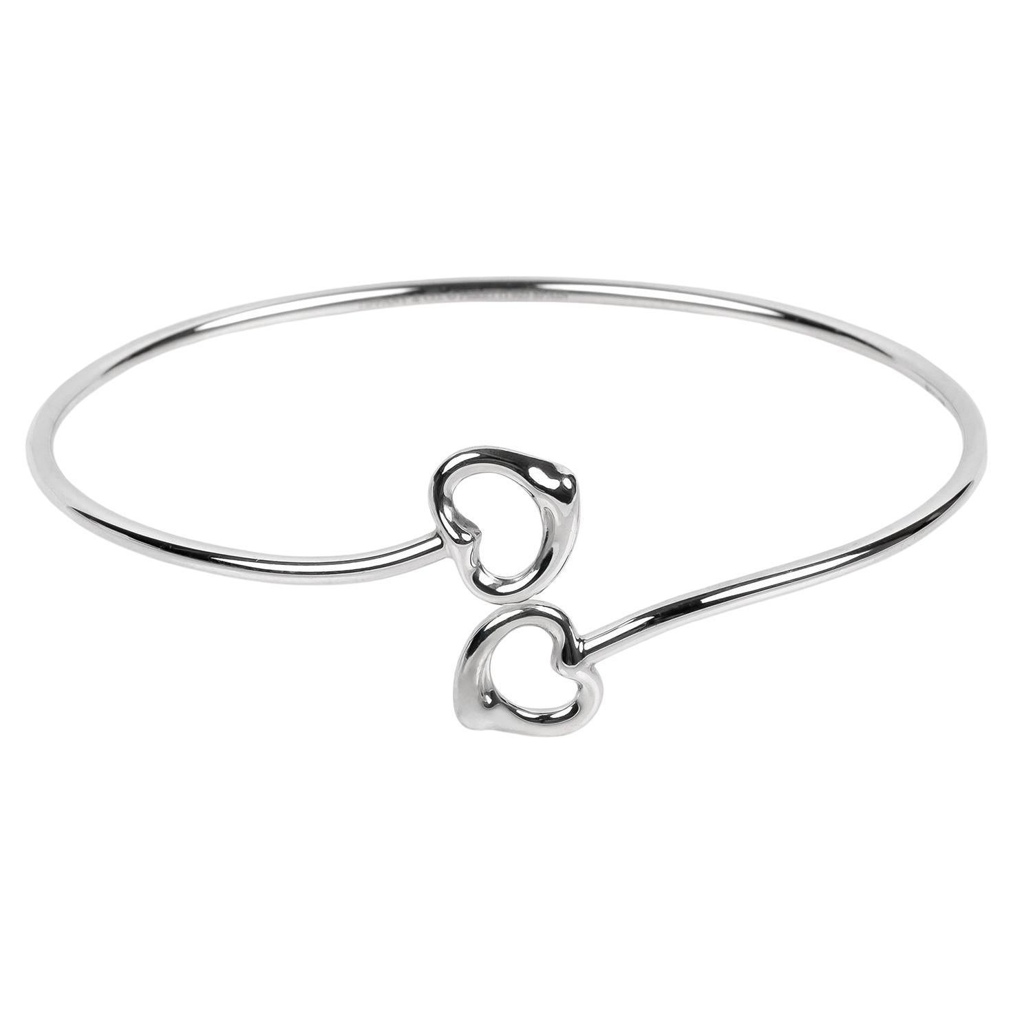 Tiffany & Co. Sterling Silver Elsa Peretti Open Heart Bangle For Sale