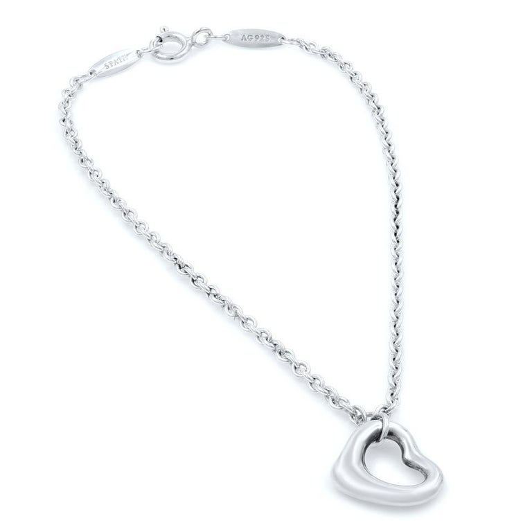 Tiffany and Co. Sterling Silver Elsa Peretti Open Heart Bracelet For ...