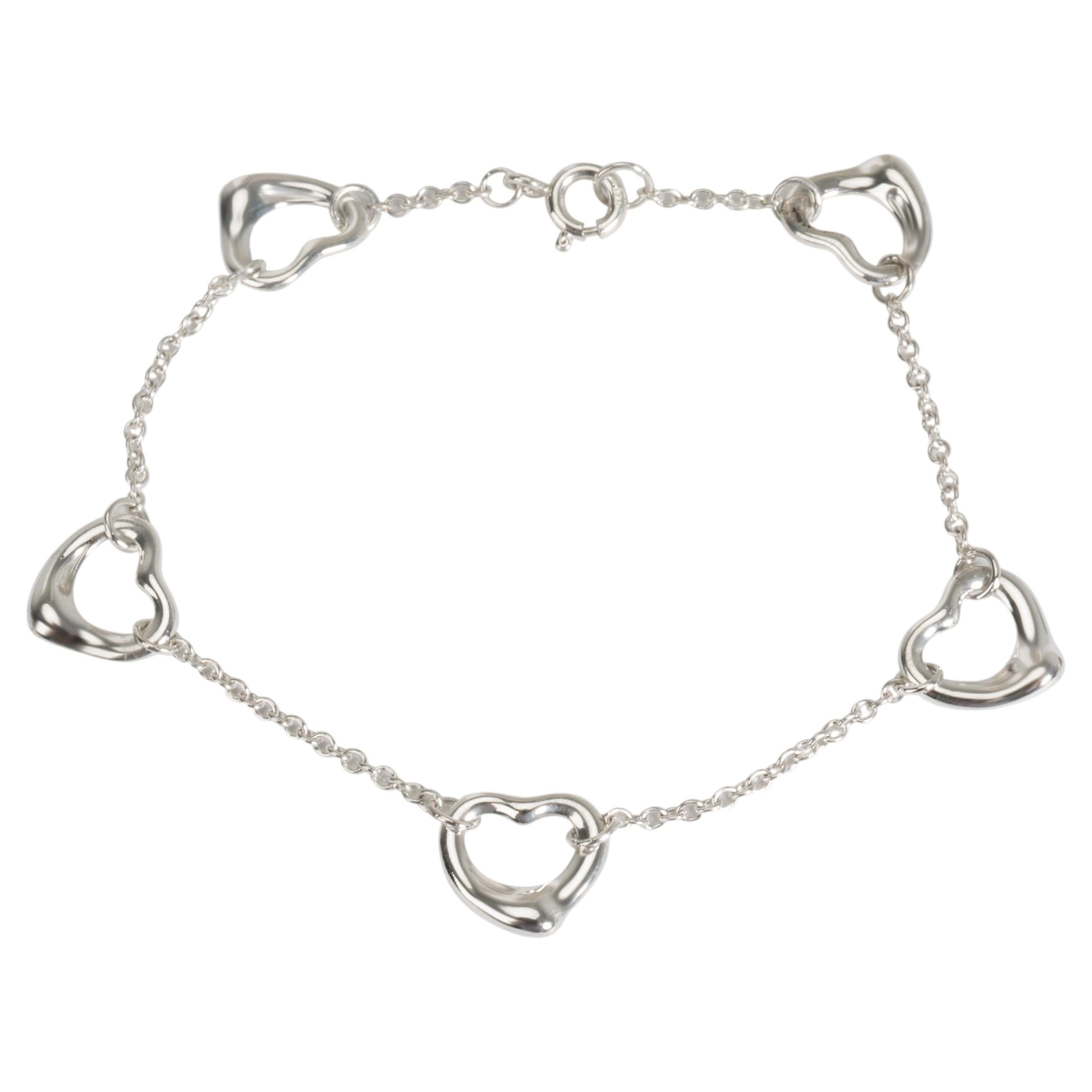 Tiffany & Co. Sterling Silver Elsa Peretti Open Heart Bracelet For Sale