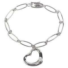 Tiffany & Co. A. Silver Elsa Peretti Bracciale a cuore aperto a maglie larghe