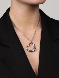 Tiffany & Co. Sterling Silver Elsa Peretti Open Heart Large Link Necklace