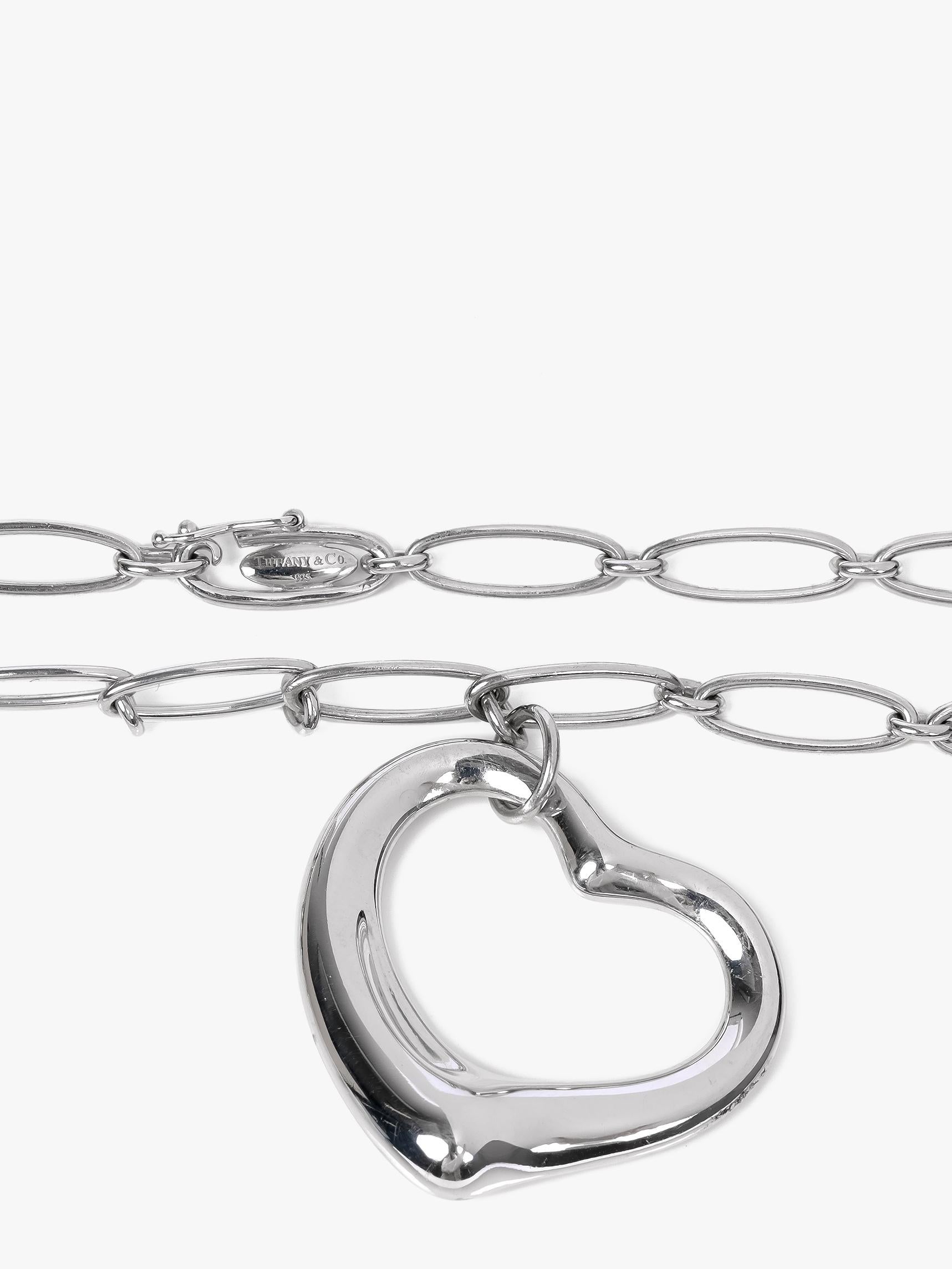 da uomo o donna Tiffany & Co. Collana a cuore aperto in argento Elsa Peretti a maglie larghe in vendita