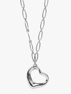Tiffany & Co. Sterling Silver Elsa Peretti Open Heart Large Link Necklace