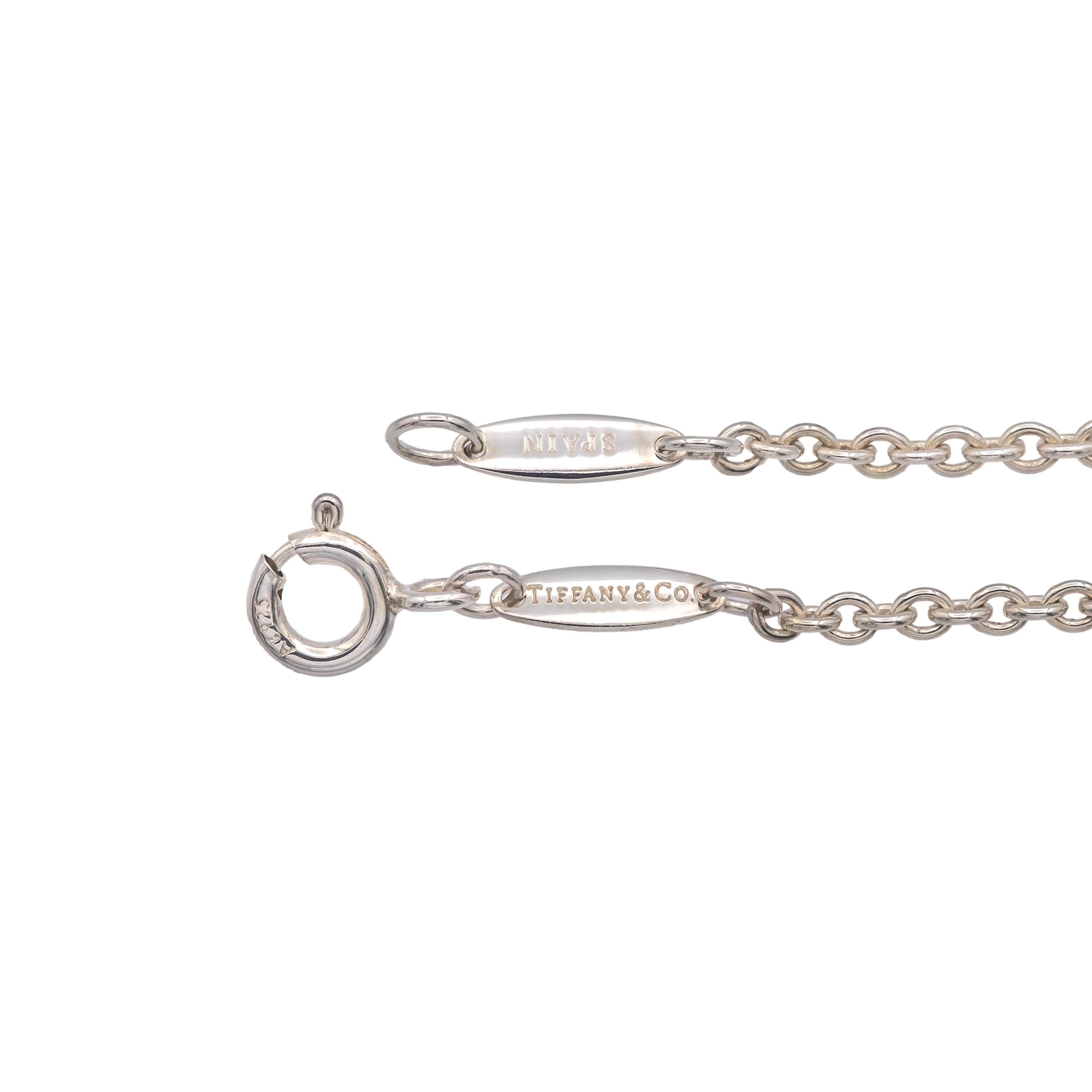 Tiffany & Co. Sterling Silver Elsa Peretti Open Heart Lariat Necklace 18.5” 1