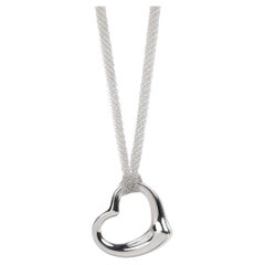 Tiffany & Co. Sterling Silver Elsa Peretti Open Heart Mesh Necklace