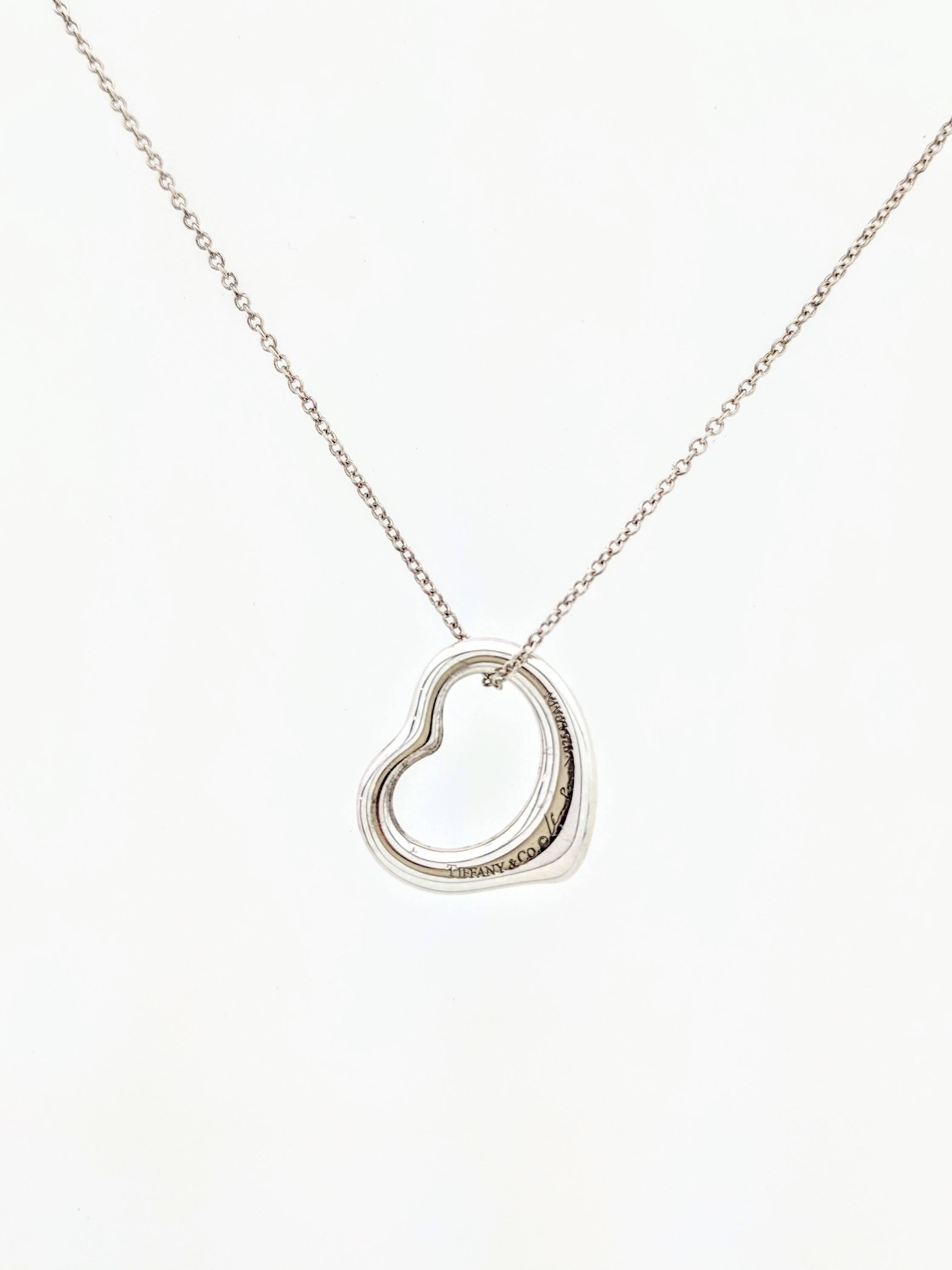 Tiffany & Co. Sterling Silver Elsa Peretti Open Heart Necklace 1