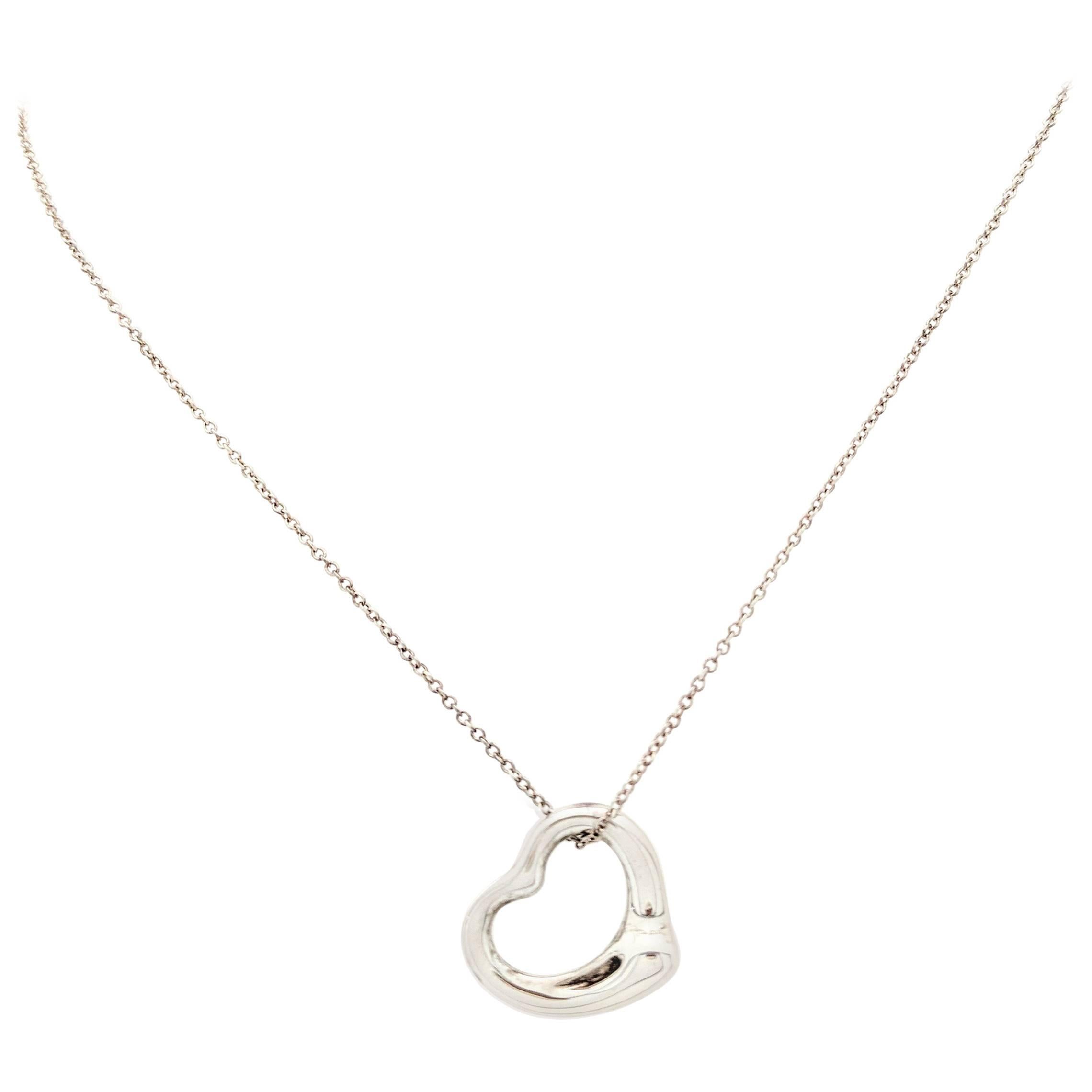 Tiffany & Co. Sterling Silver Elsa Peretti Open Heart Necklace