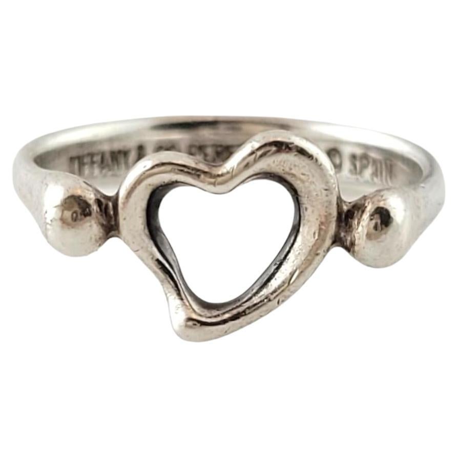 Tiffany & Co. Sterling Silver Elsa Peretti Open Heart Ring Size 5.75 #17658