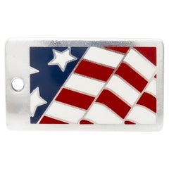 Tiffany & Co. Sterling Silber & Emaille amerikanische Flagge Charme Anhänger oder Hundemarke