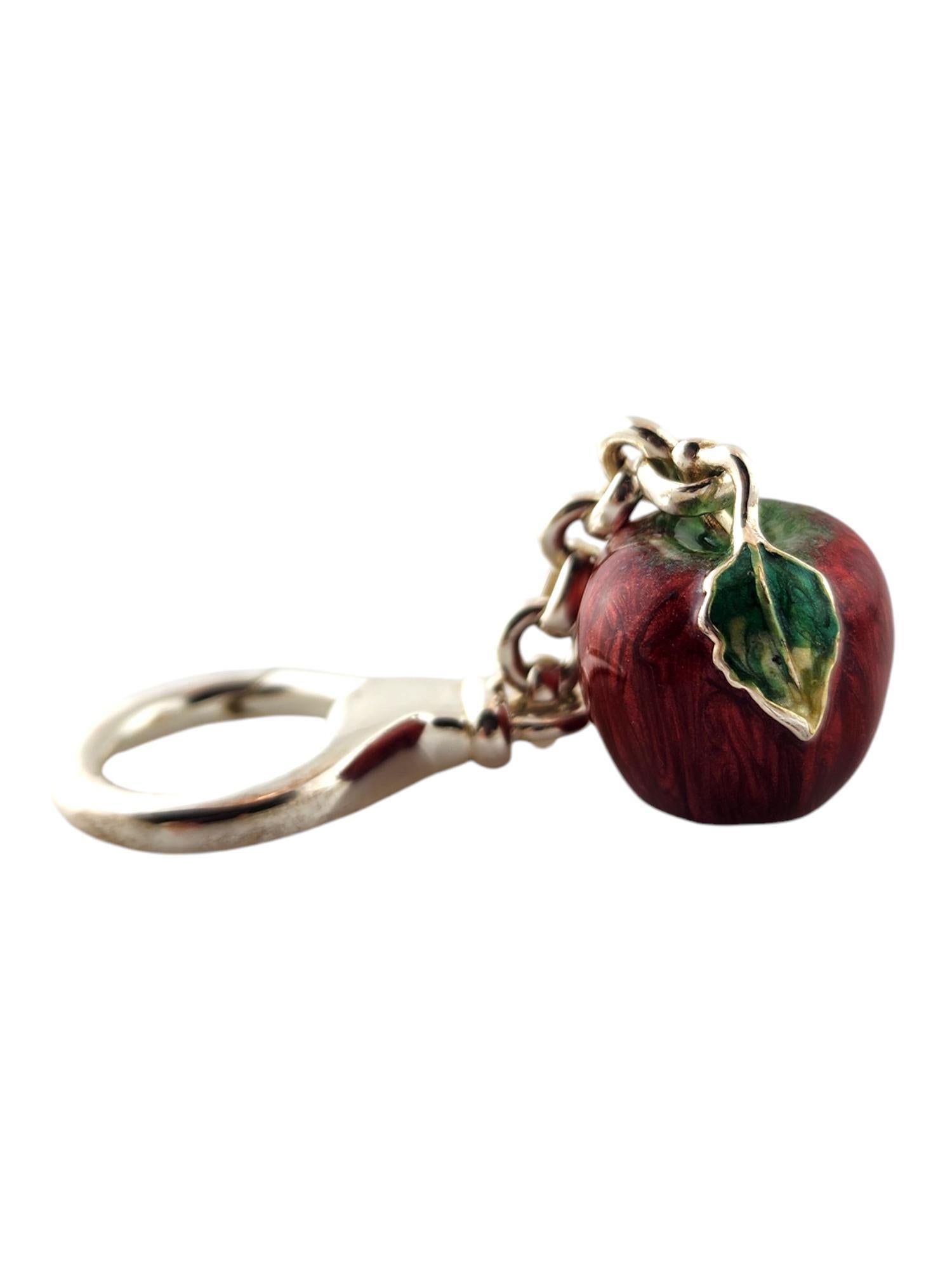 Tiffany & Co Sterling Silver Enamel Apple Key Ring #18405 In Good Condition In Washington Depot, CT