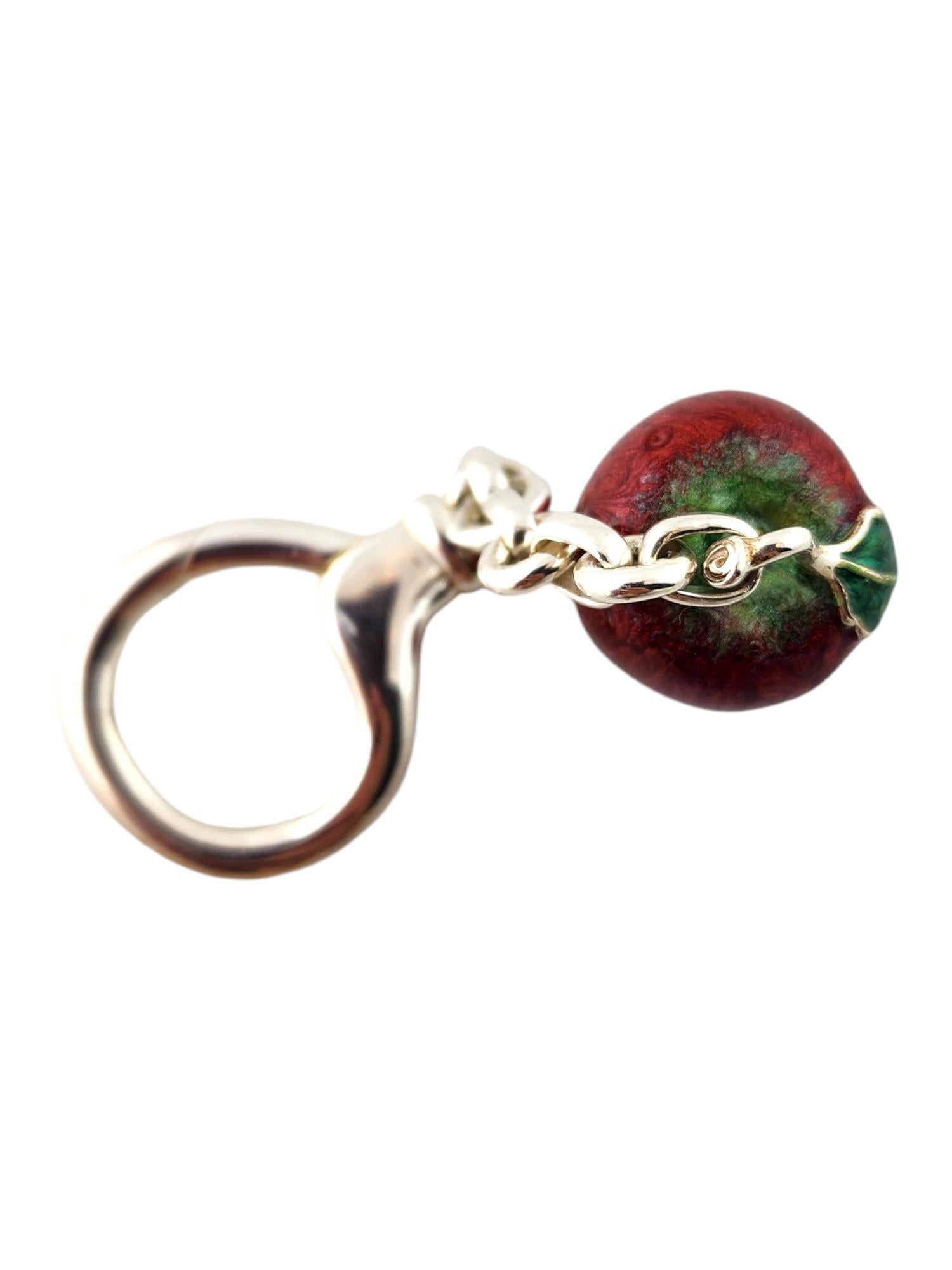 Tiffany & Co Sterling Silver Enamel Apple Key Ring #18405 2