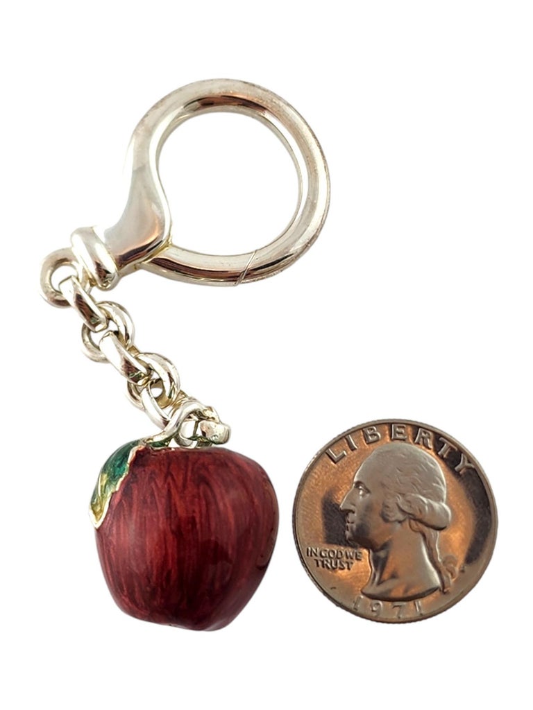 Tiffany and Co Sterling Silver Enamel Apple Key Ring #18405 at 1stDibs