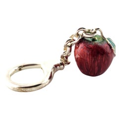 Tiffany & Co Sterling Silver Enamel Apple Key Ring #18405