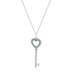 Tiffany & Co. Sterling Silver Enamel Beaded Heart Key Necklace