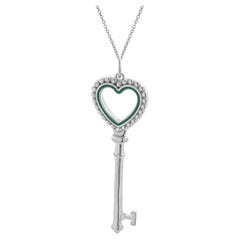 Tiffany & Co. Sterling Silver Enamel Beaded Heart Key Necklace