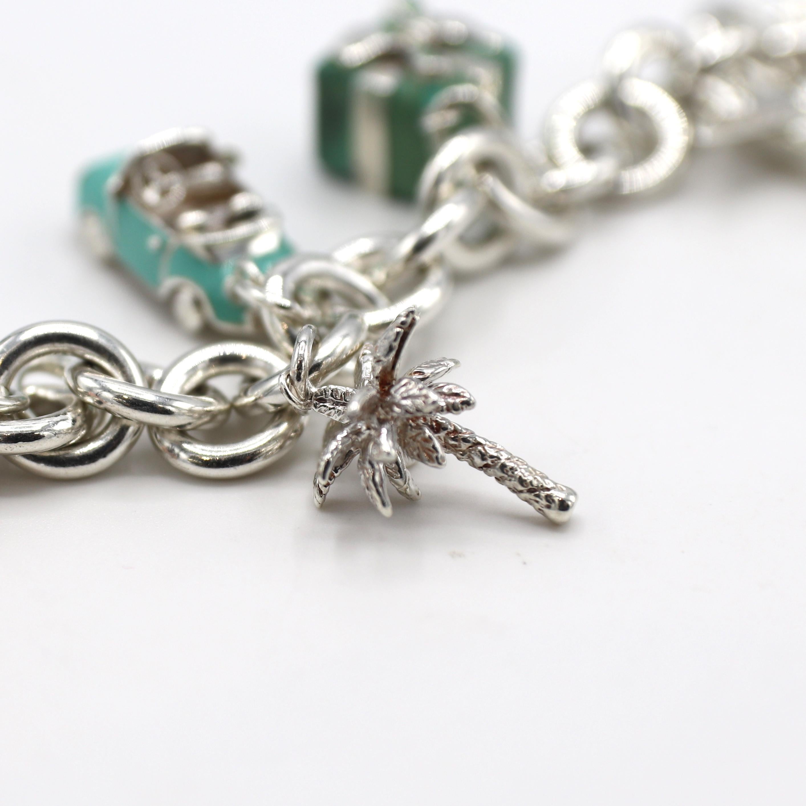 Tiffany & Co. Sterling Silver Enamel Charm Link Bracelet 1