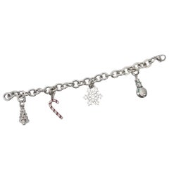 Tiffany & Co Sterling Silver Enamel Christmas Winter 4 Charm Bracelet #24946