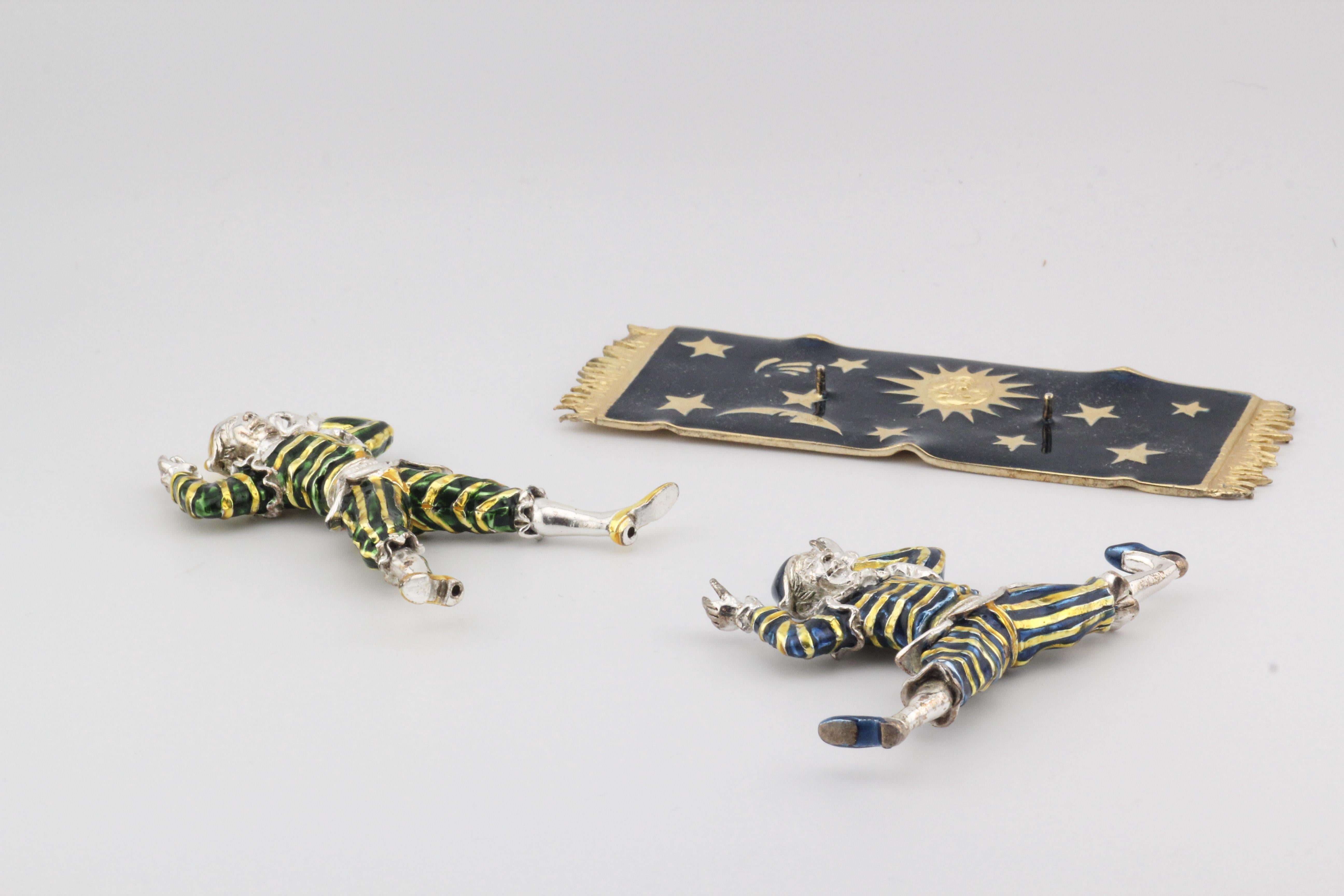 Tiffany & Co. Sterling Silber Emaille Zirkus-Akrobaten mit Teppich im Angebot 2