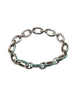 Tiffany & Co. Sterling Silver Enamel Clasping Link Charm Bracelet /Box #25107