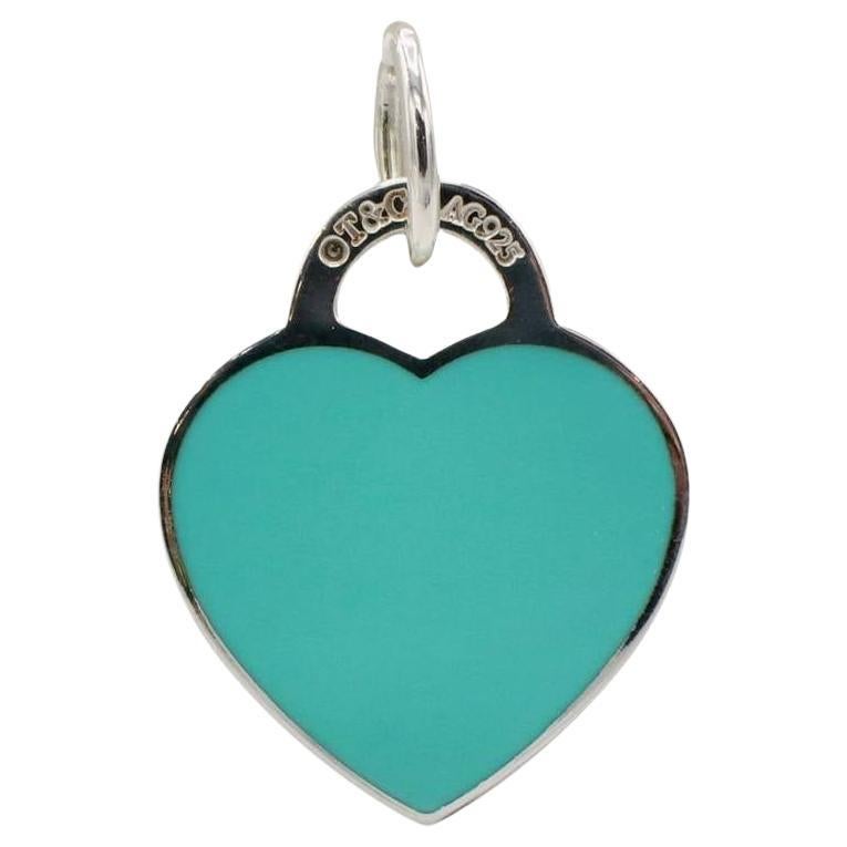 Tiffany & Co. Sterling Silver Enamel Heart Charm Return to Tiffany Pendant 