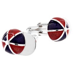 Tiffany & Co. Sterling Silver & Enamel Jockey Helmet Cufflinks