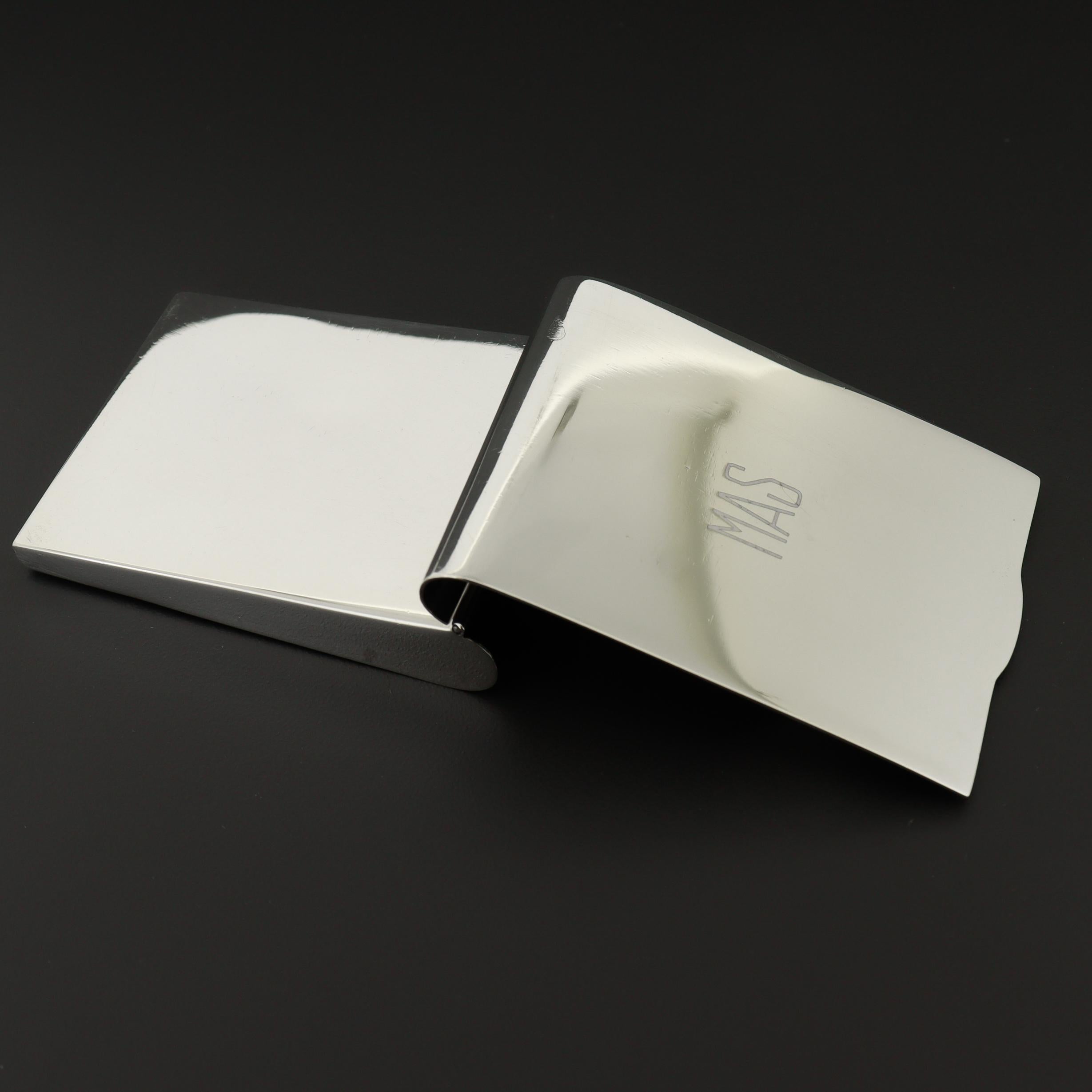 Tiffany & Co. Tapa de libro de cerillas de plata de ley y esmalte con monograma 