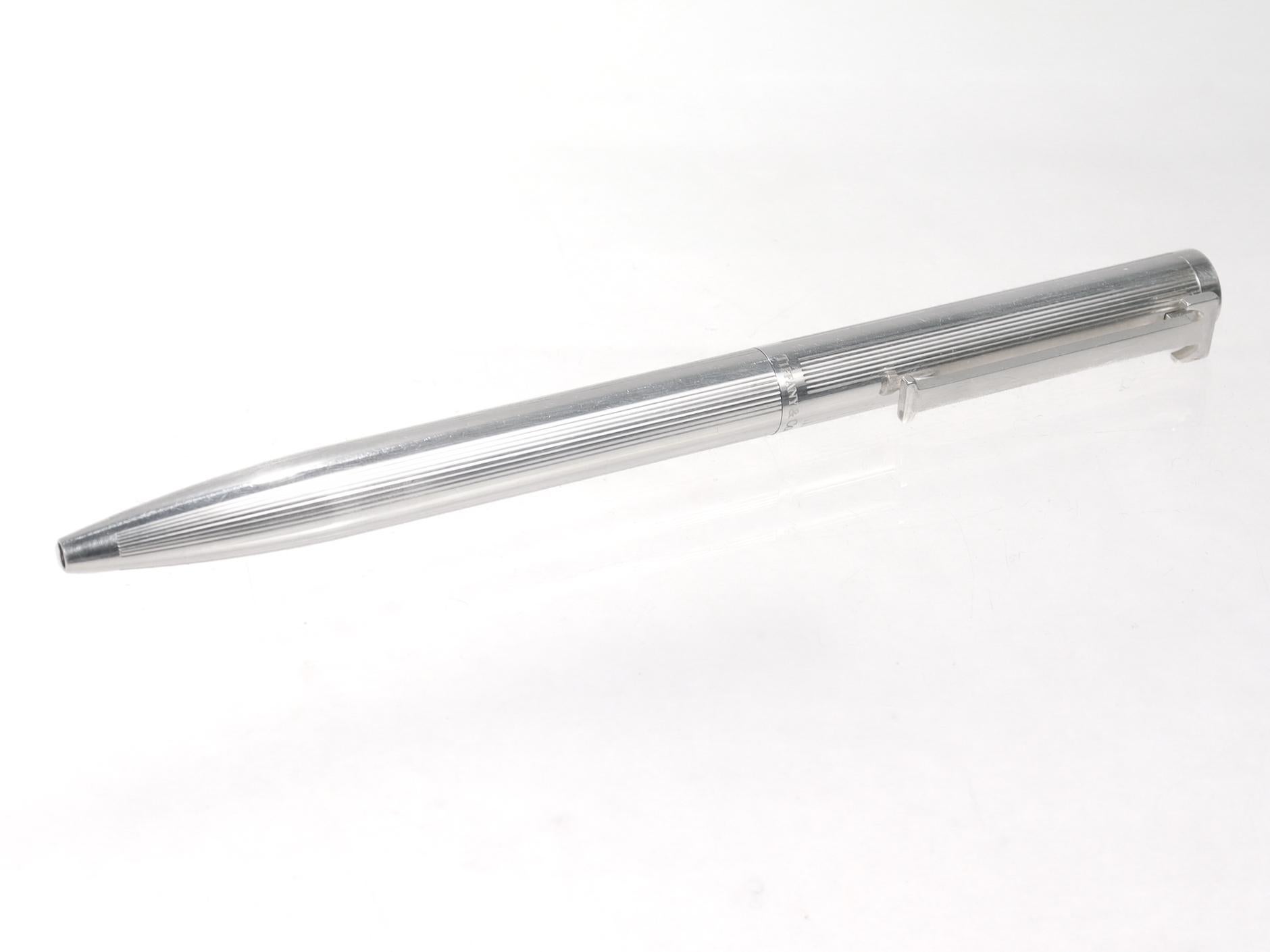 Modern Tiffany & Co. Sterling Silver Executive T Clip Ballpoint Pen For Sale