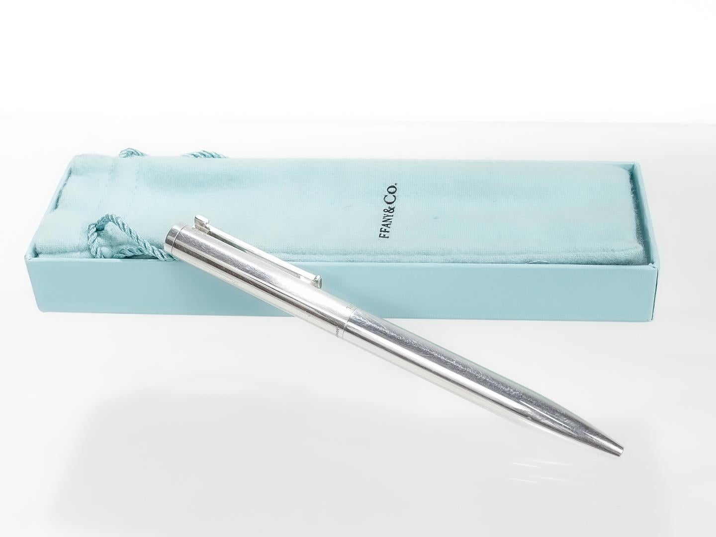 Tiffany & Co. Sterling Silver Executive T Clip Ballpoint Pen In Good Condition For Sale In Philadelphia, PA