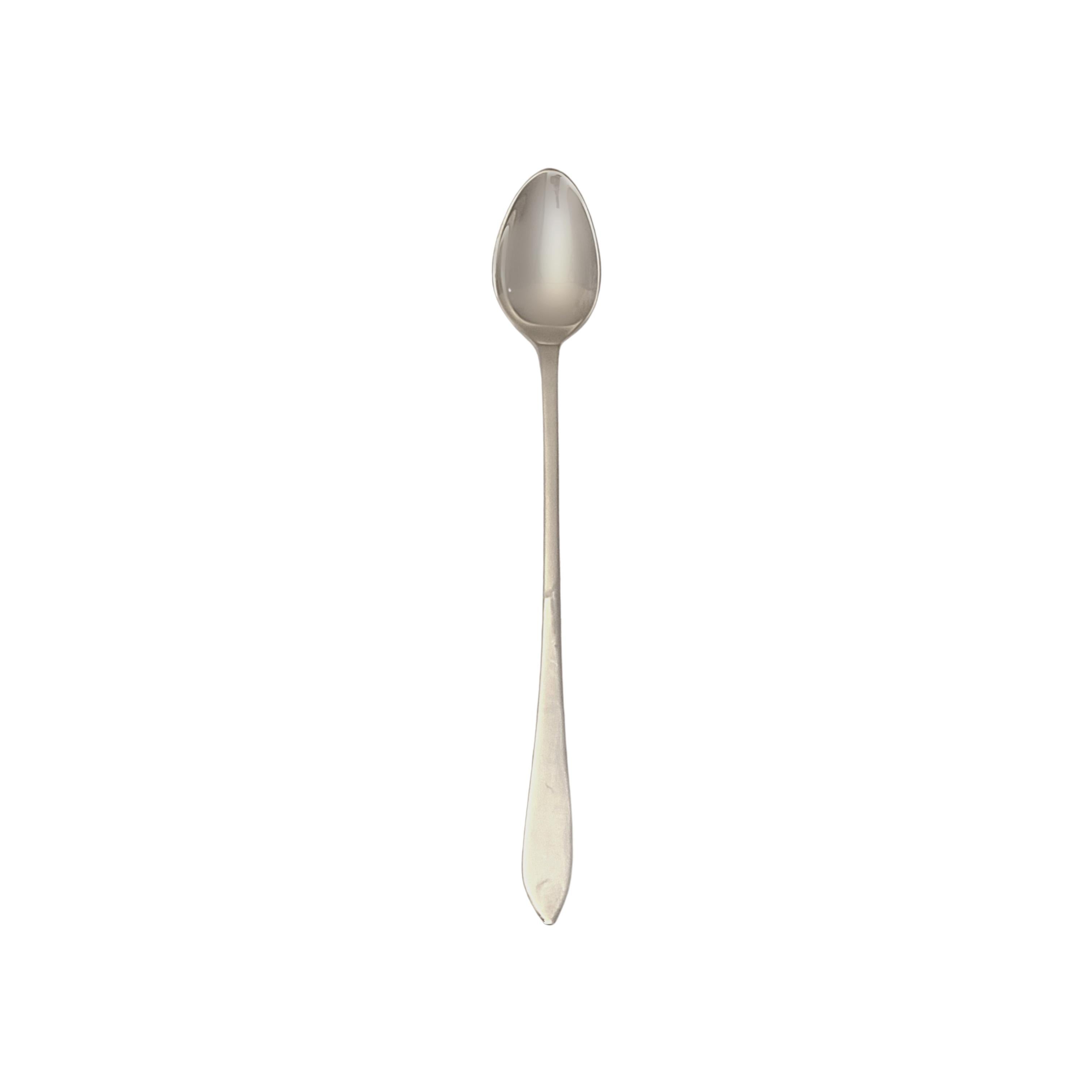 Tiffany & Co sterling silver baby feeding spoon in the Faneuil pattern.

No monogram or engraving.

The Faneuil pattern was in production from 1910-1955 and was named for Faneuil Hall in Boston, MA. The pattern's simple and elegant design makes it a