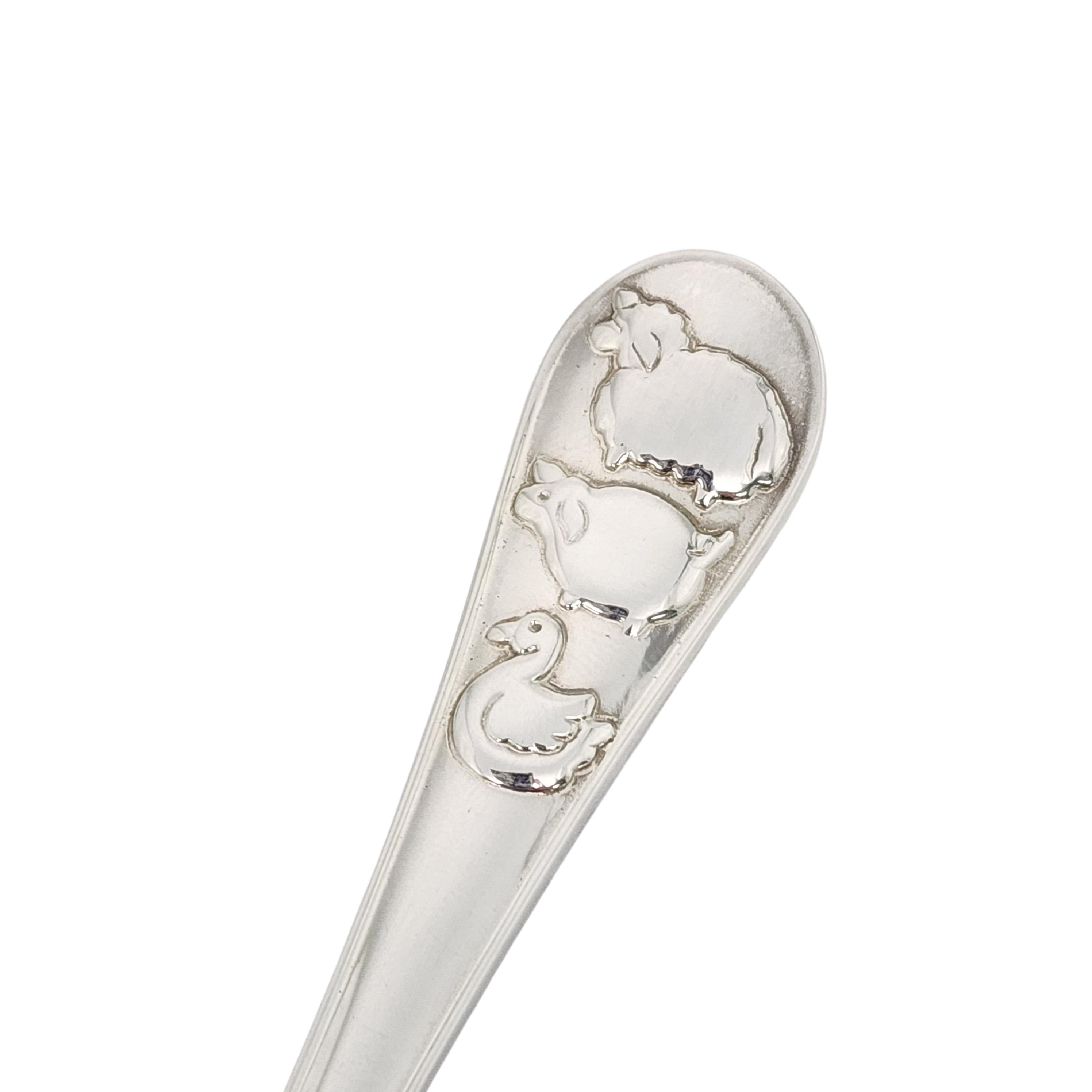 Women's or Men's Tiffany & Co Sterling Silver Farm Animals Baby Child Spoon with Pouch #16856 For Sale