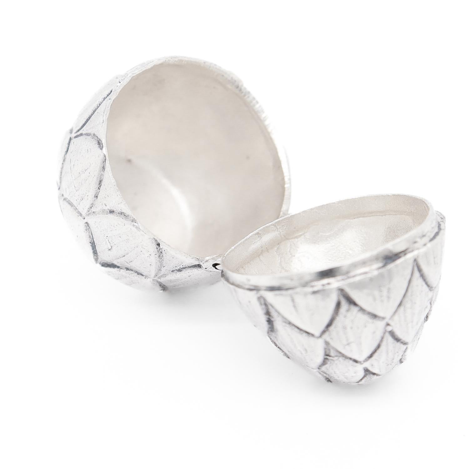 Tiffany & Co. Sterling Silver Figural Artichoke Vanity or Pill Box 6