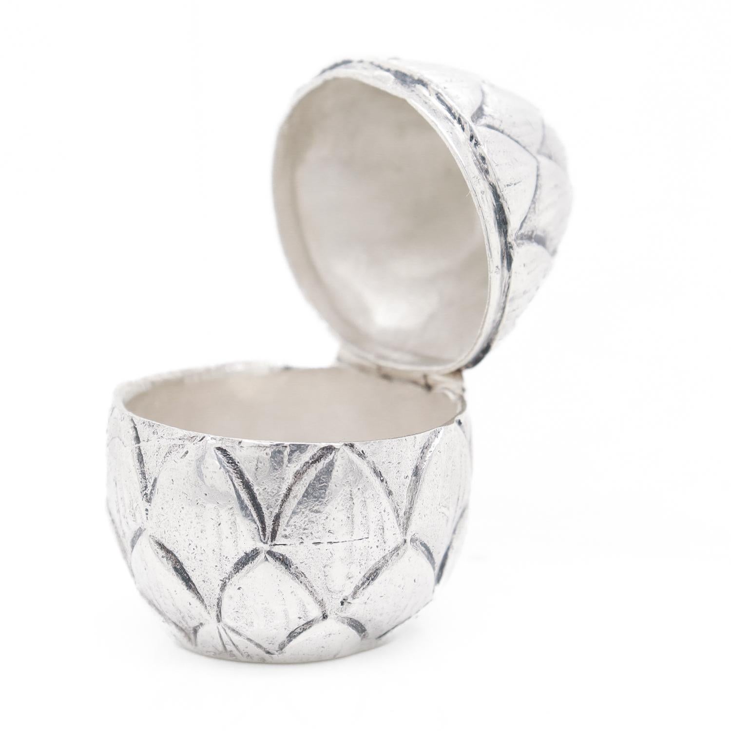Modern Tiffany & Co. Sterling Silver Figural Artichoke Vanity or Pill Box