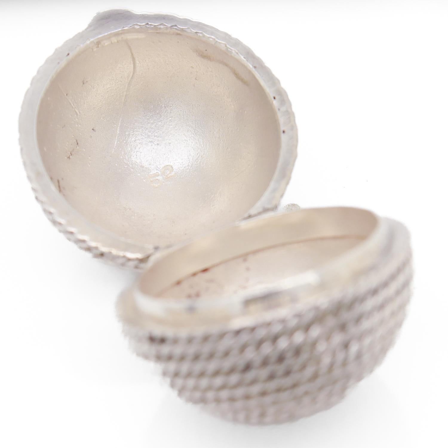 Tiffany & Co. Sterling Silver Figural Ball of Yarn or Coiled Rope Pill Box 8