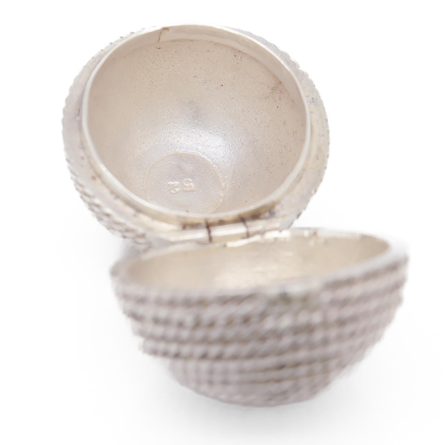 Tiffany & Co. Sterling Silver Figural Ball of Yarn or Coiled Rope Pill Box 9